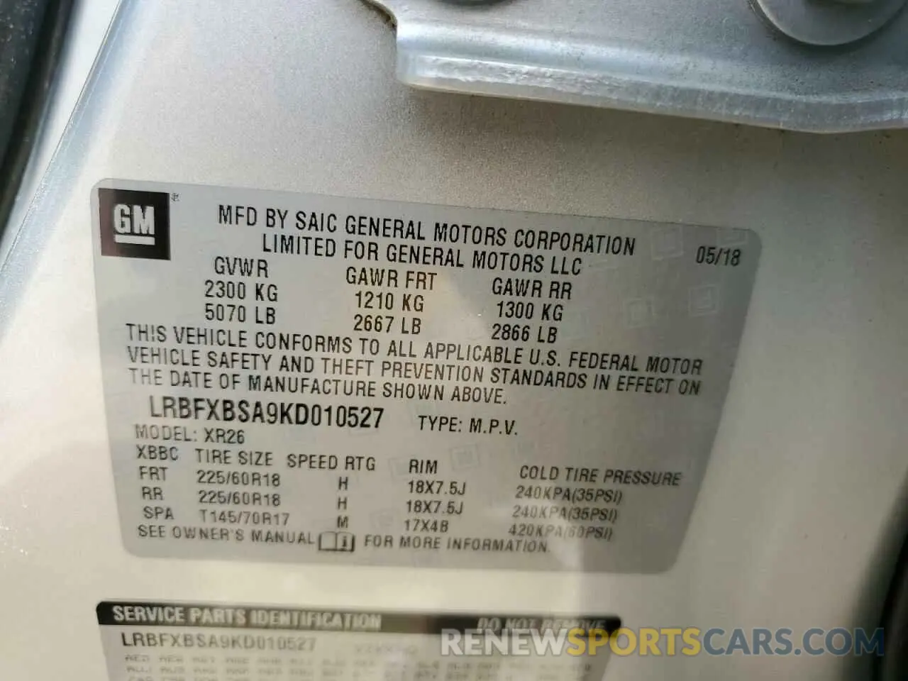 14 Photograph of a damaged car LRBFXBSA9KD010527 BUICK ENVISION 2019