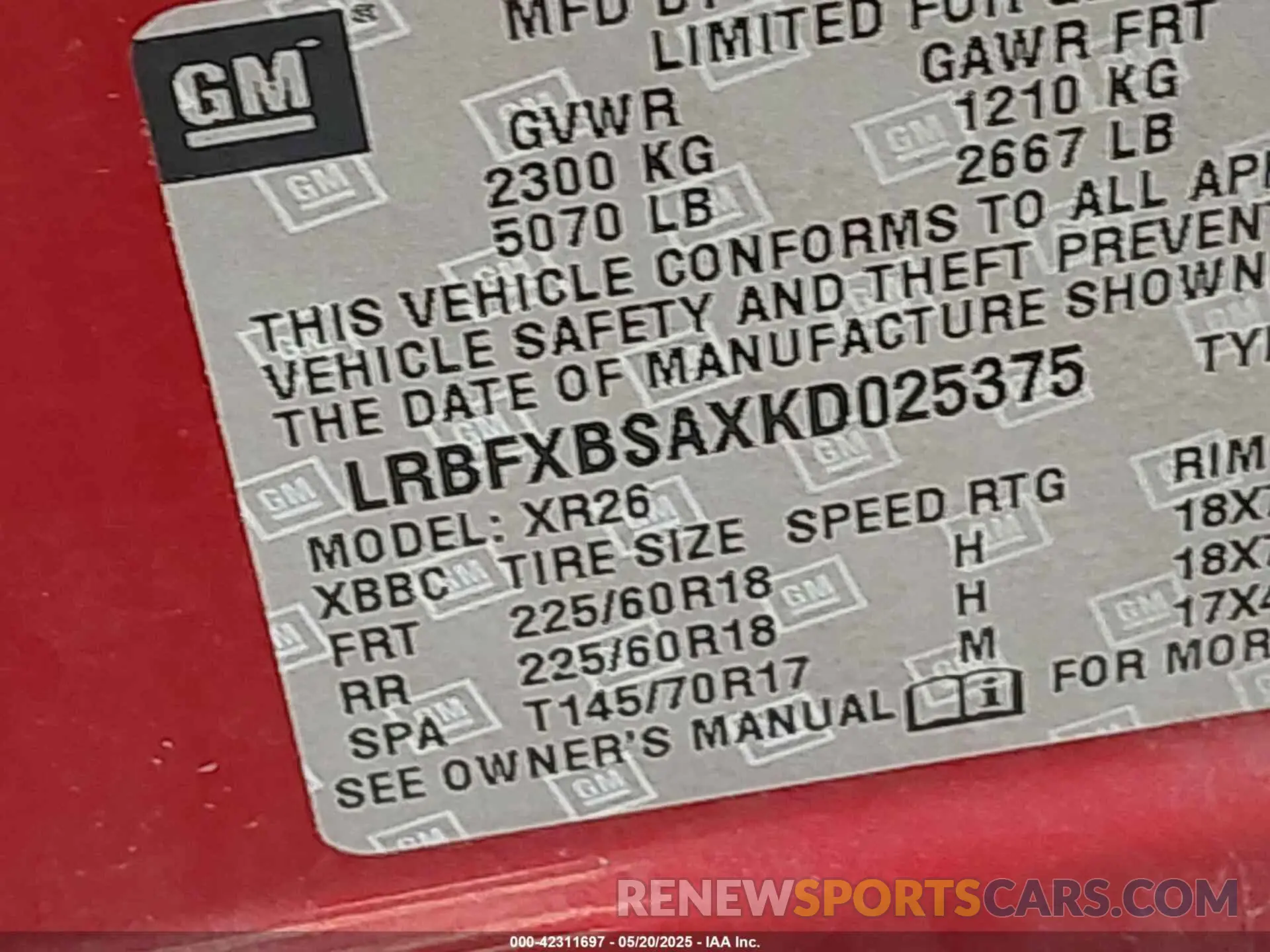9 Photograph of a damaged car LRBFXBSAXKD025375 BUICK ENVISION 2019