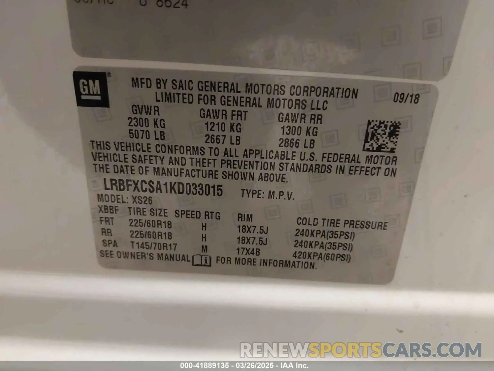 9 Photograph of a damaged car LRBFXCSA1KD033015 BUICK ENVISION 2019