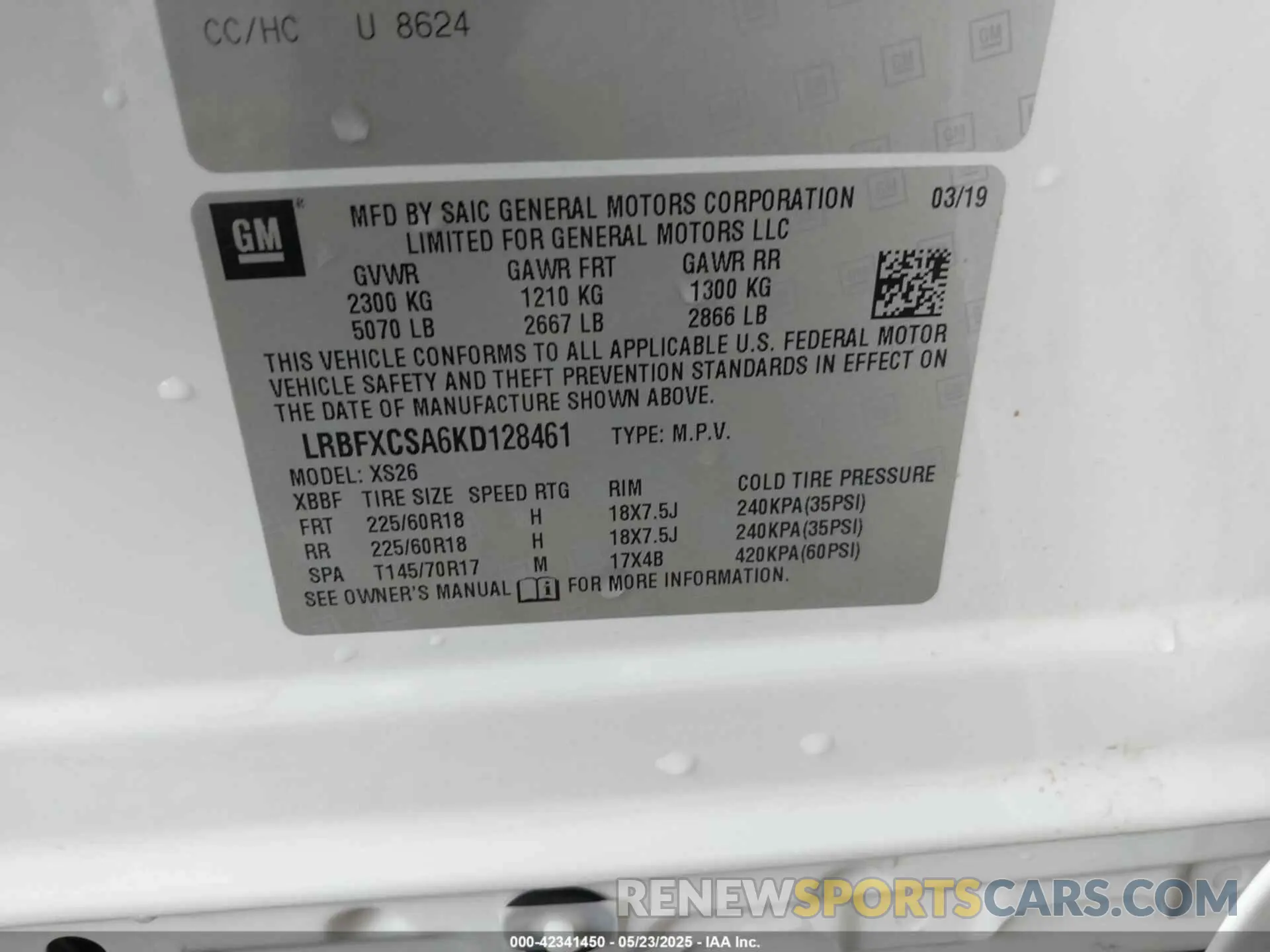 9 Photograph of a damaged car LRBFXCSA6KD128461 BUICK ENVISION 2019