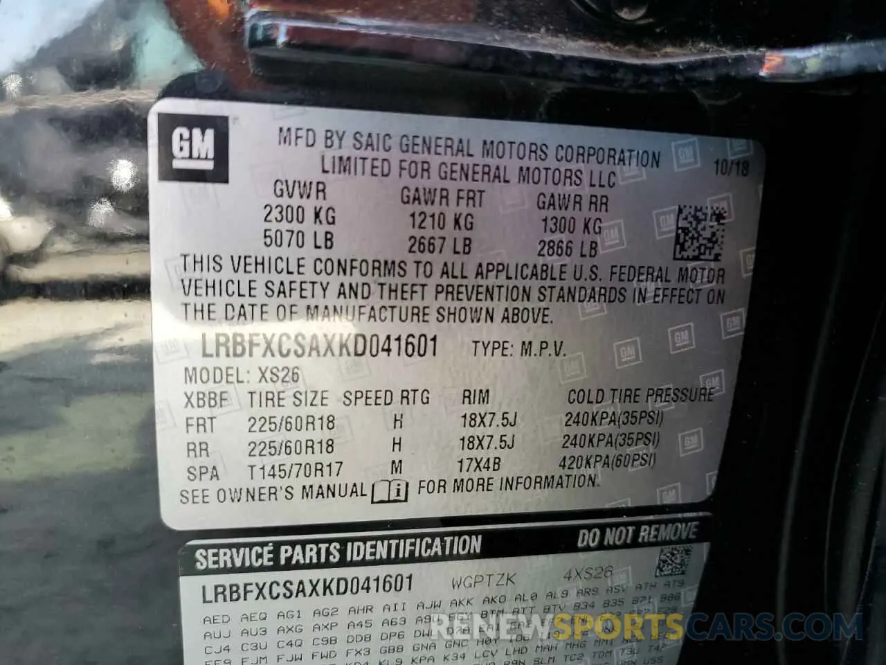 13 Photograph of a damaged car LRBFXCSAXKD041601 BUICK ENVISION 2019
