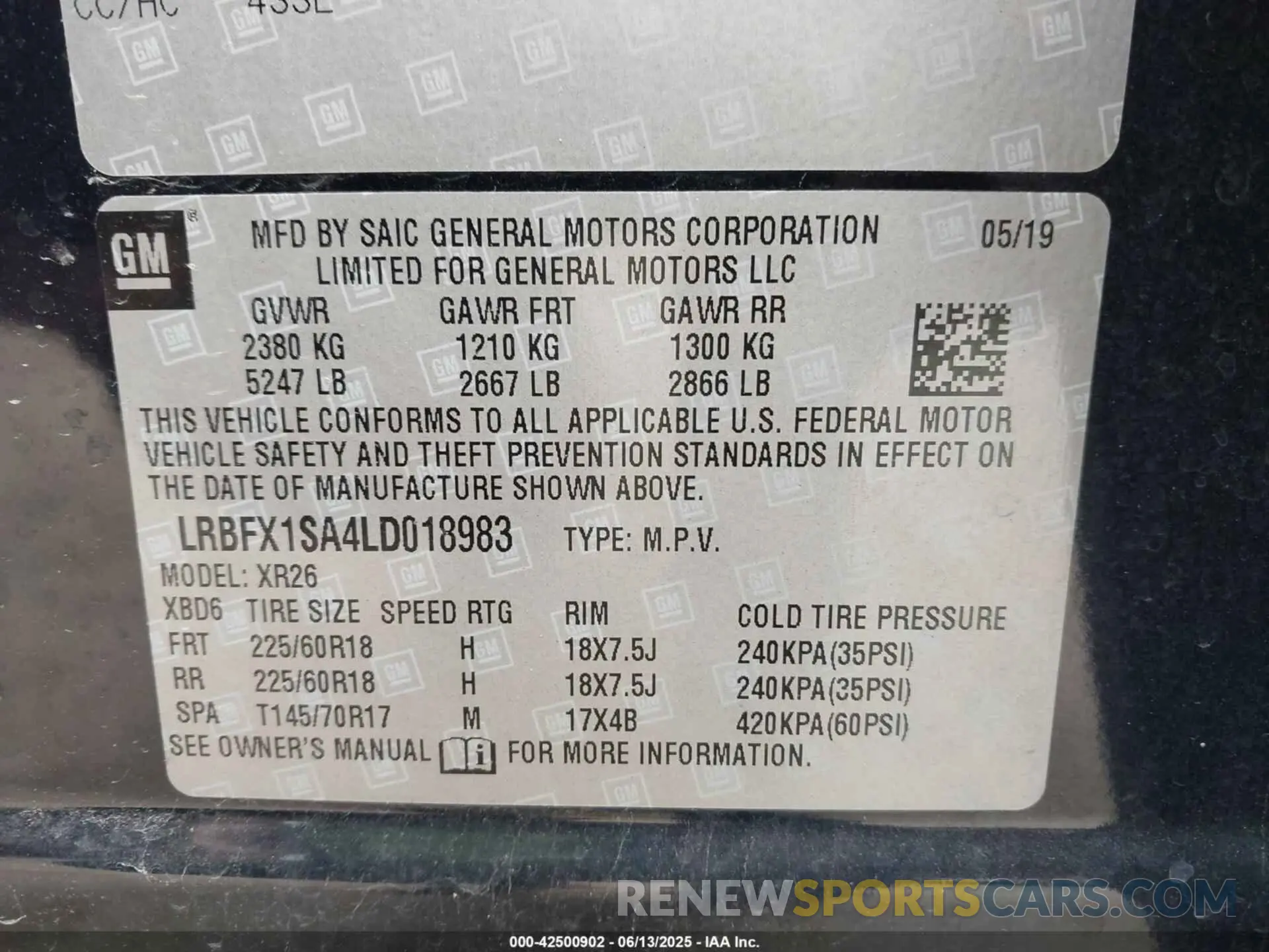 9 Photograph of a damaged car LRBFX1SA4LD018983 BUICK ENVISION 2020