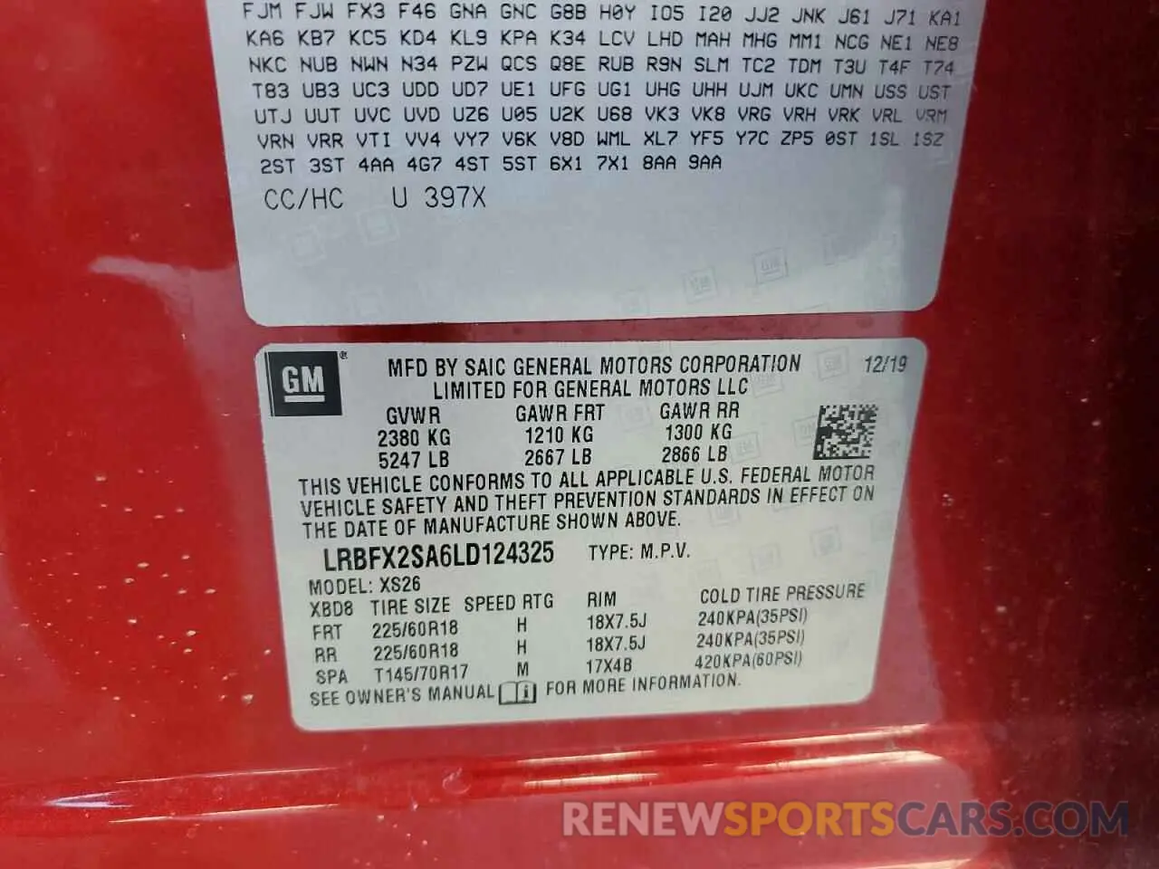 15 Photograph of a damaged car LRBFX2SA6LD124325 BUICK ENVISION 2020