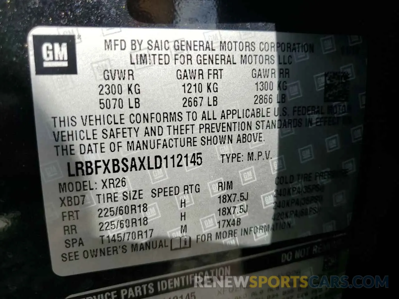 12 Photograph of a damaged car LRBFXBSAXLD112145 BUICK ENVISION 2020