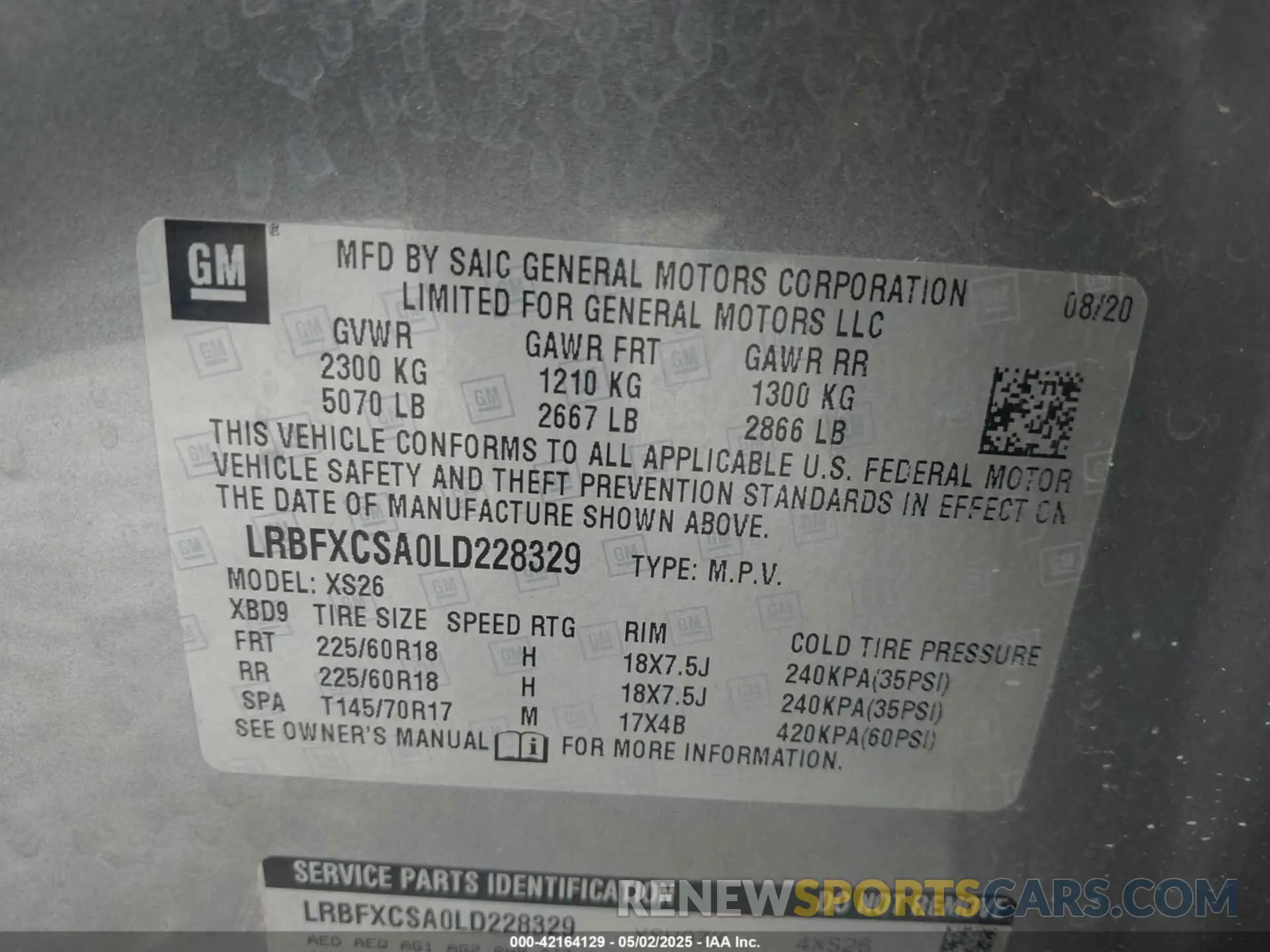 9 Photograph of a damaged car LRBFXCSA0LD228329 BUICK ENVISION 2020