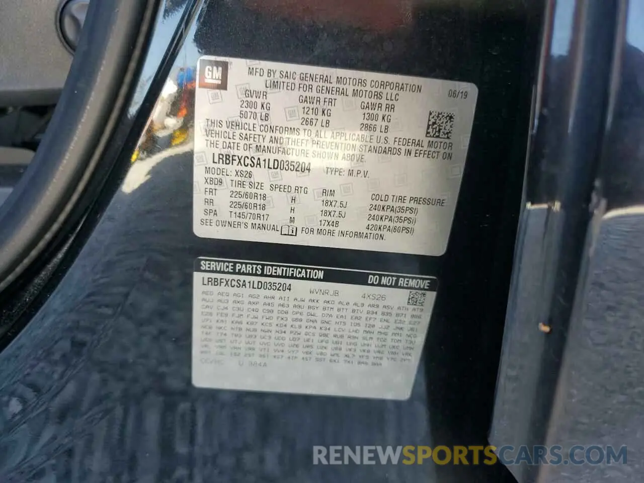 14 Photograph of a damaged car LRBFXCSA1LD035204 BUICK ENVISION 2020