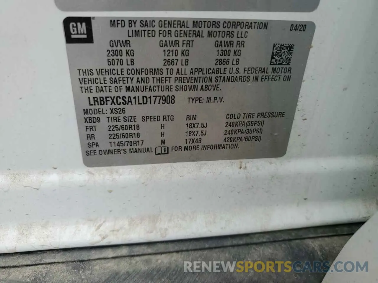 12 Photograph of a damaged car LRBFXCSA1LD177908 BUICK ENVISION 2020