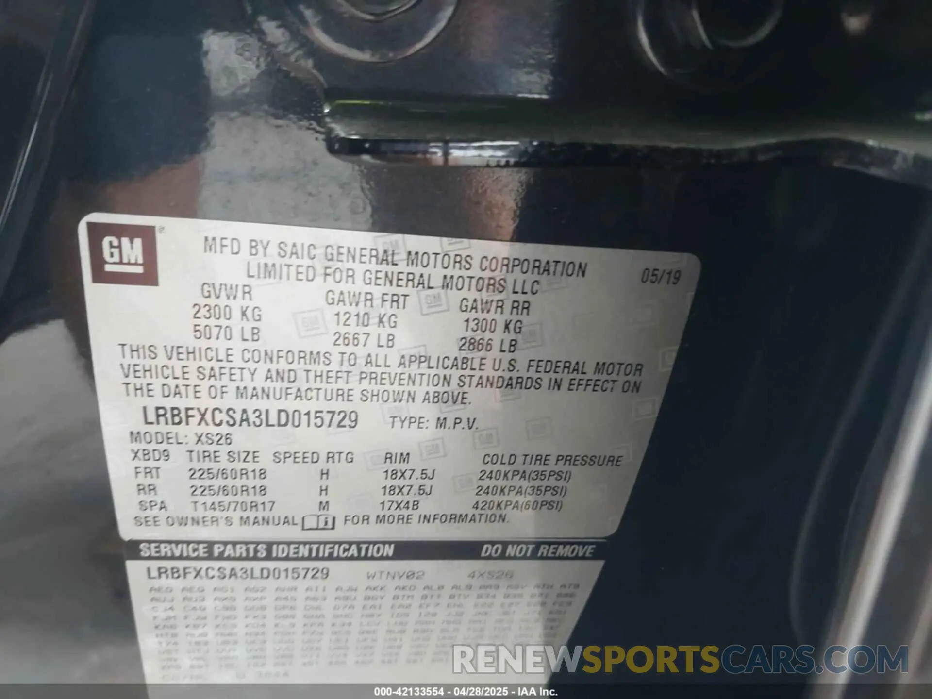 9 Photograph of a damaged car LRBFXCSA3LD015729 BUICK ENVISION 2020