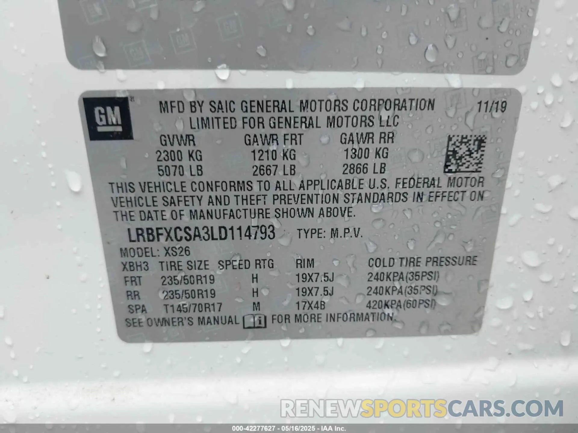 9 Photograph of a damaged car LRBFXCSA3LD114793 BUICK ENVISION 2020