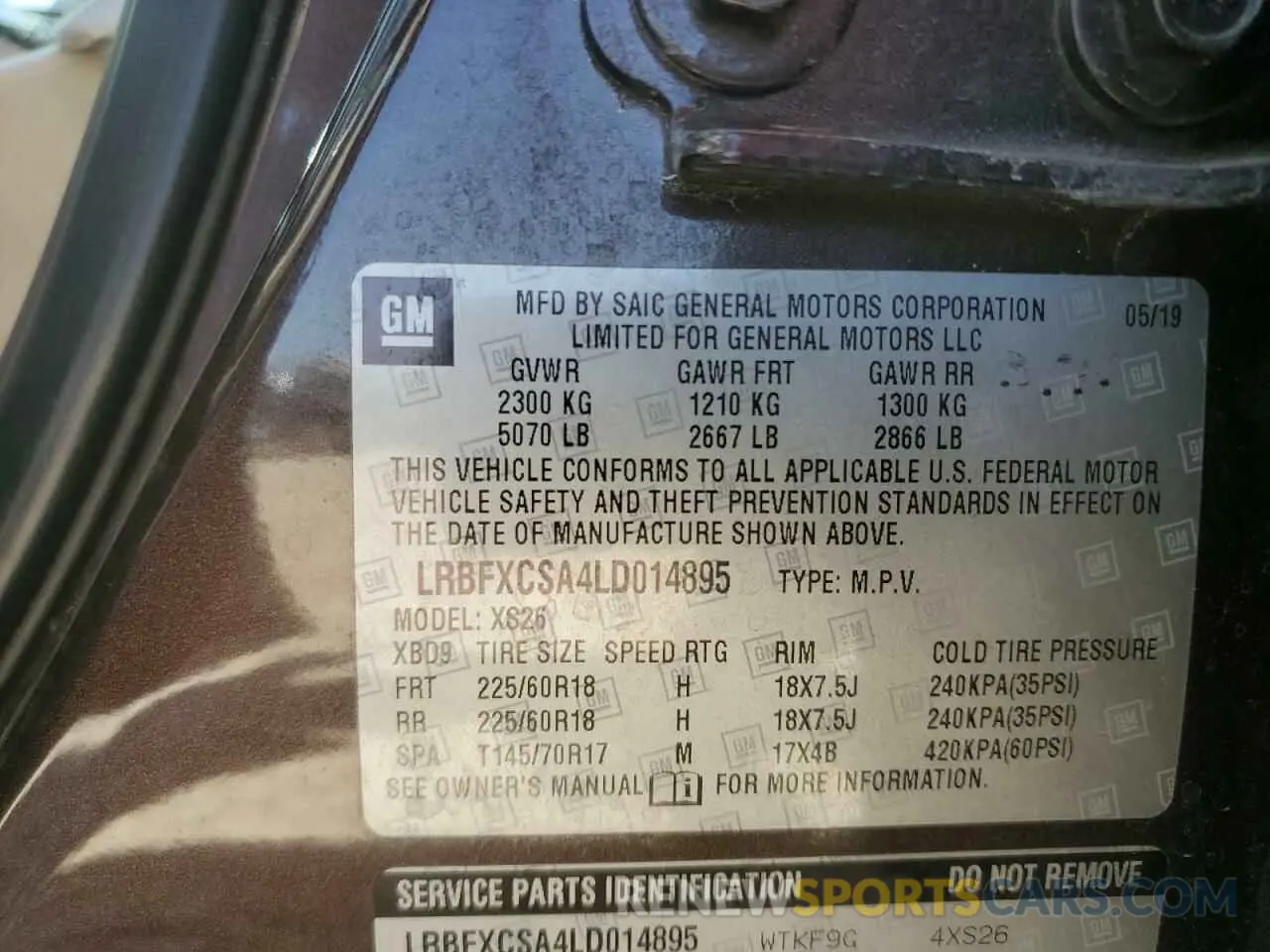 13 Photograph of a damaged car LRBFXCSA4LD014895 BUICK ENVISION 2020