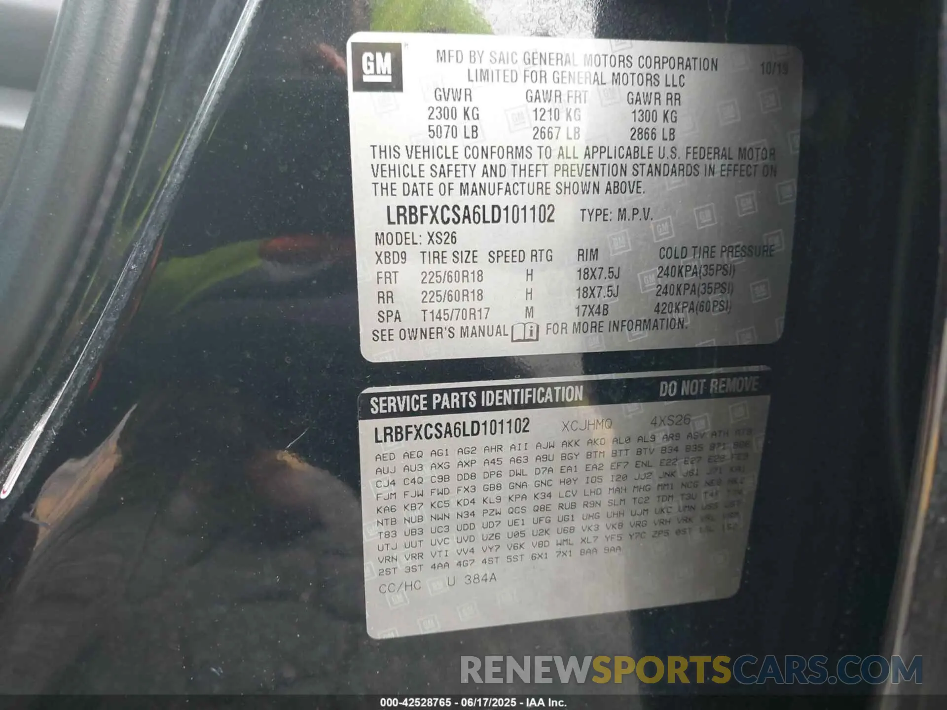 9 Photograph of a damaged car LRBFXCSA6LD101102 BUICK ENVISION 2020