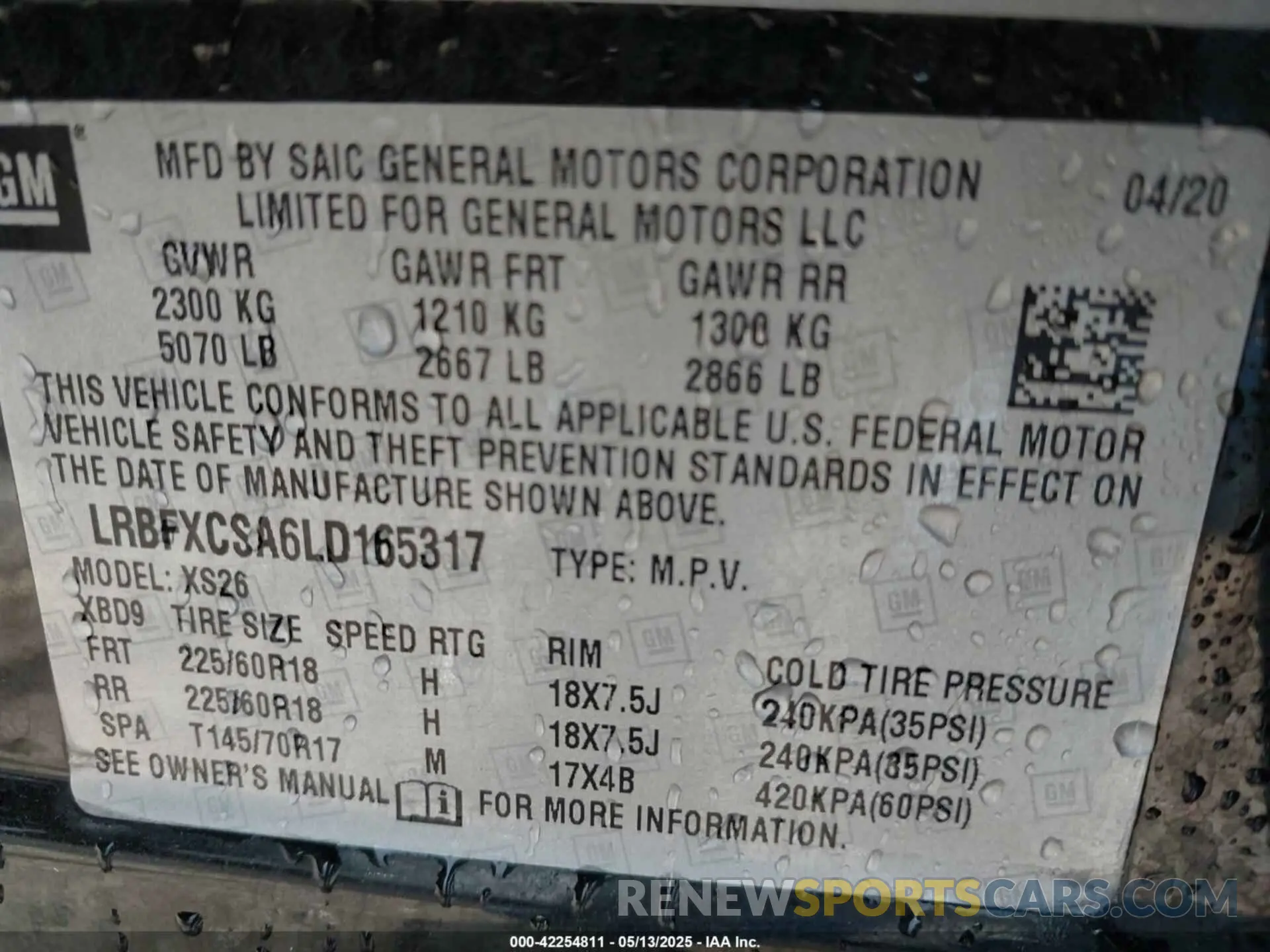 9 Photograph of a damaged car LRBFXCSA6LD165317 BUICK ENVISION 2020