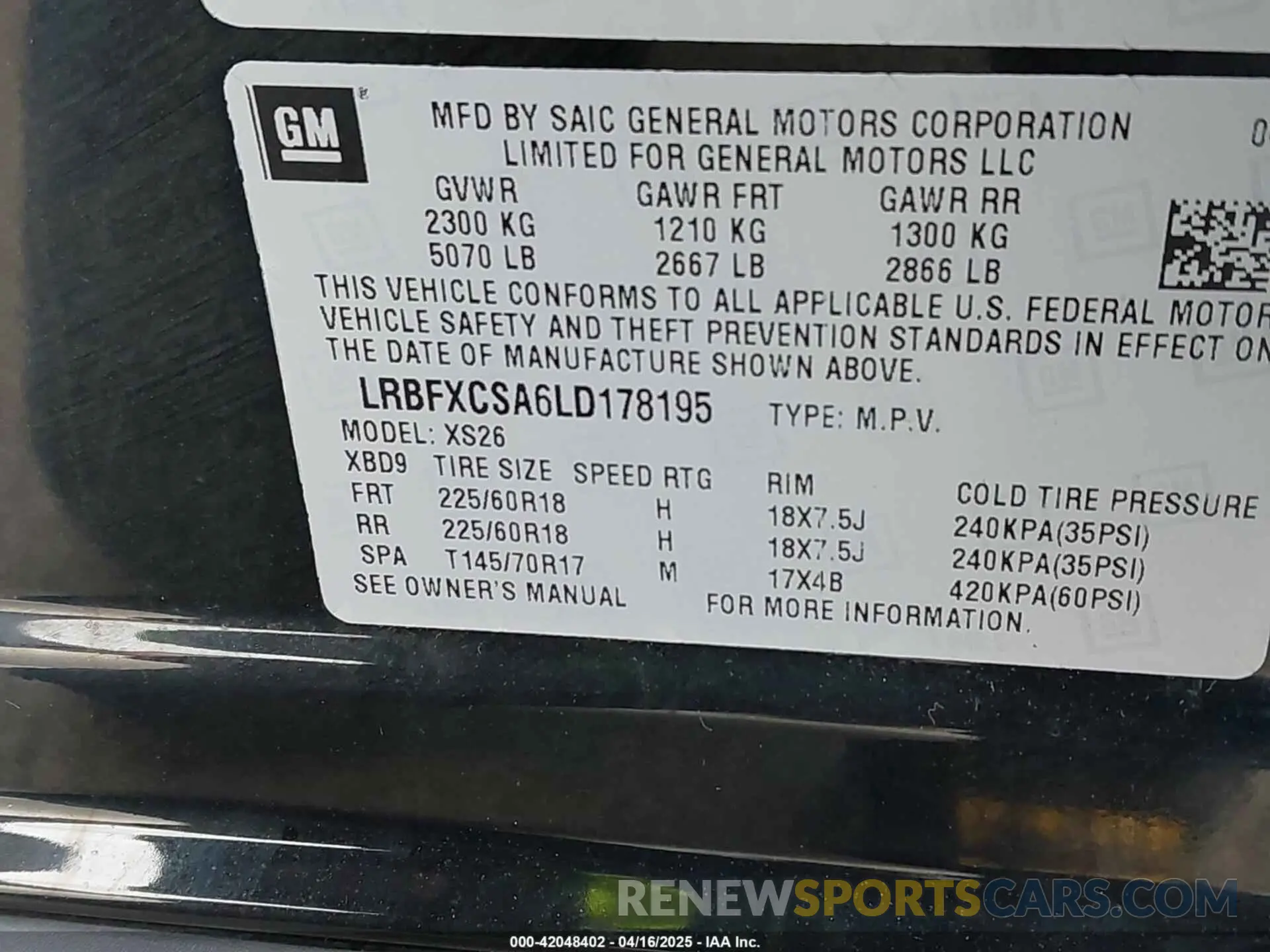 9 Photograph of a damaged car LRBFXCSA6LD178195 BUICK ENVISION 2020