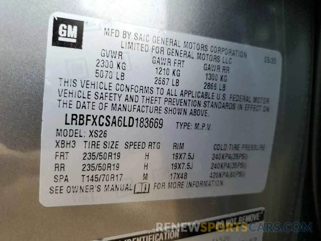 14 Photograph of a damaged car LRBFXCSA6LD183669 BUICK ENVISION 2020