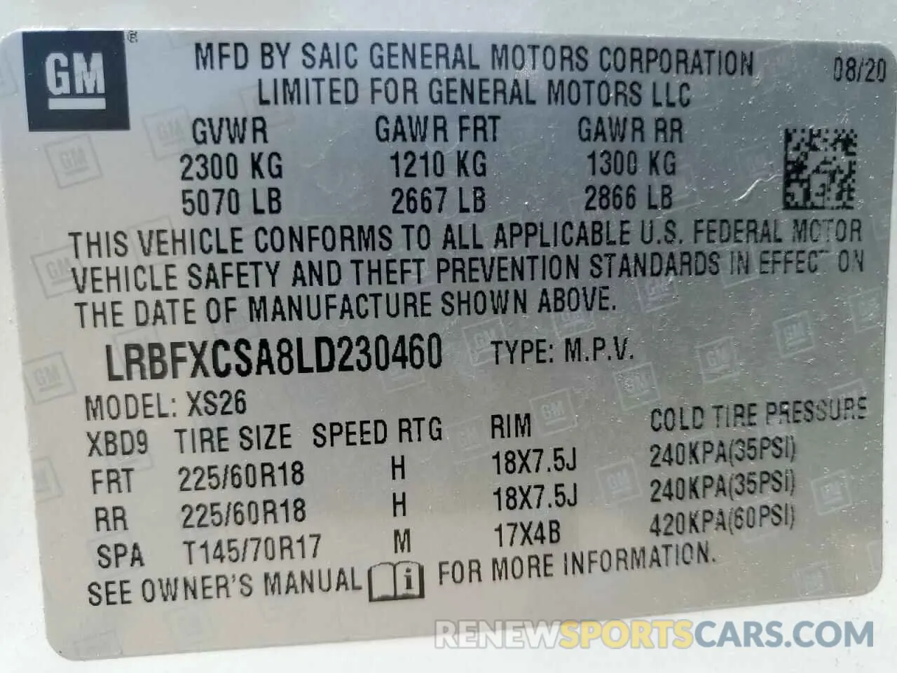 13 Photograph of a damaged car LRBFXCSA8LD230460 BUICK ENVISION 2020