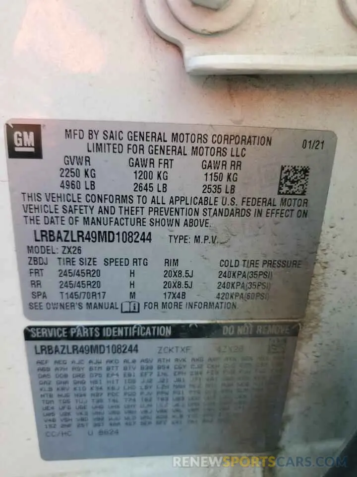 13 Photograph of a damaged car LRBAZLR49MD108244 BUICK ENVISION 2021