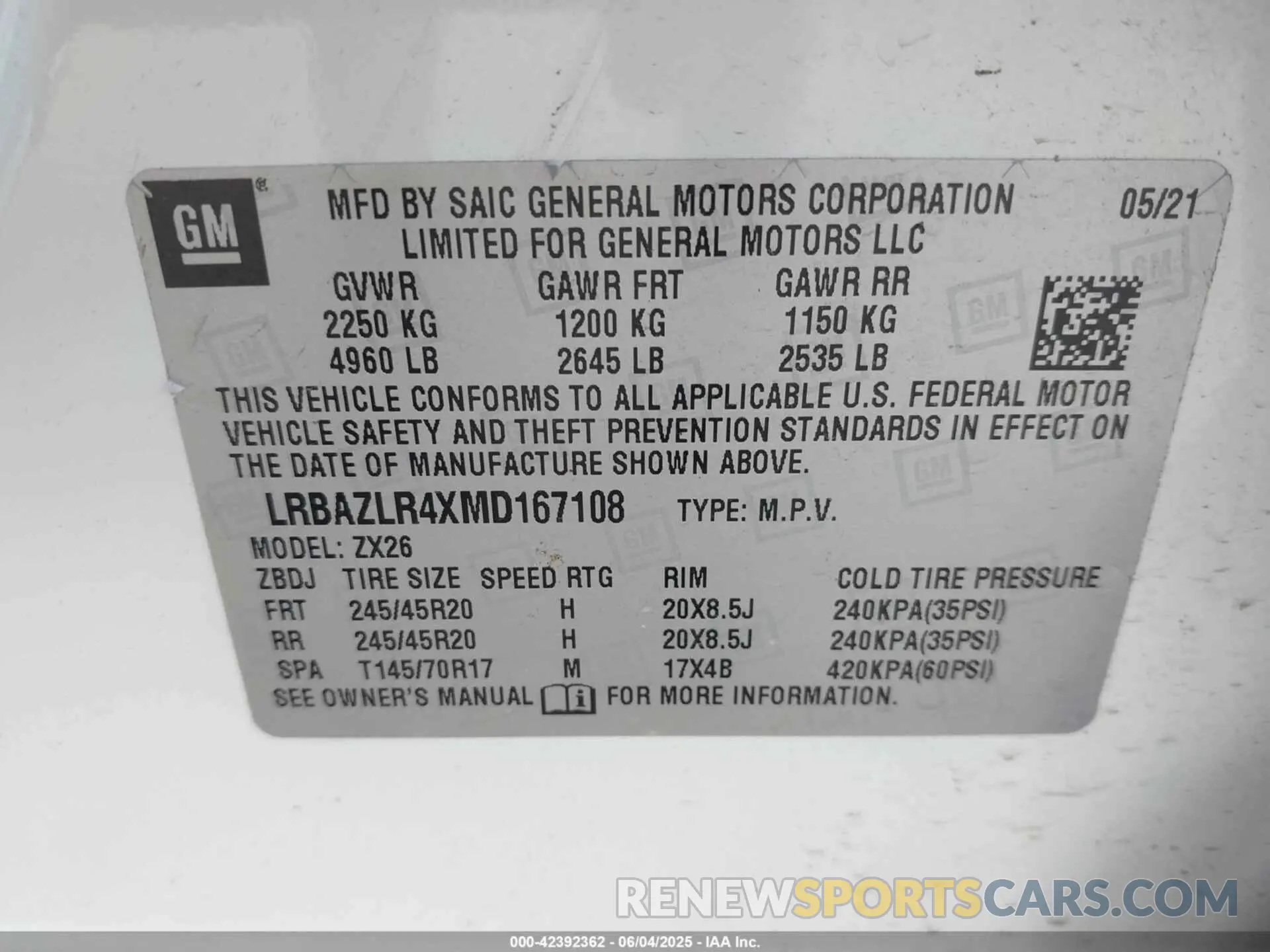 9 Photograph of a damaged car LRBAZLR4XMD167108 BUICK ENVISION 2021