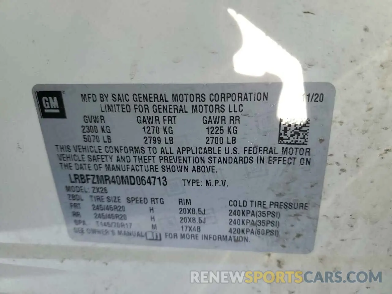 15 Photograph of a damaged car LRBFZMR40MD064713 BUICK ENVISION 2021