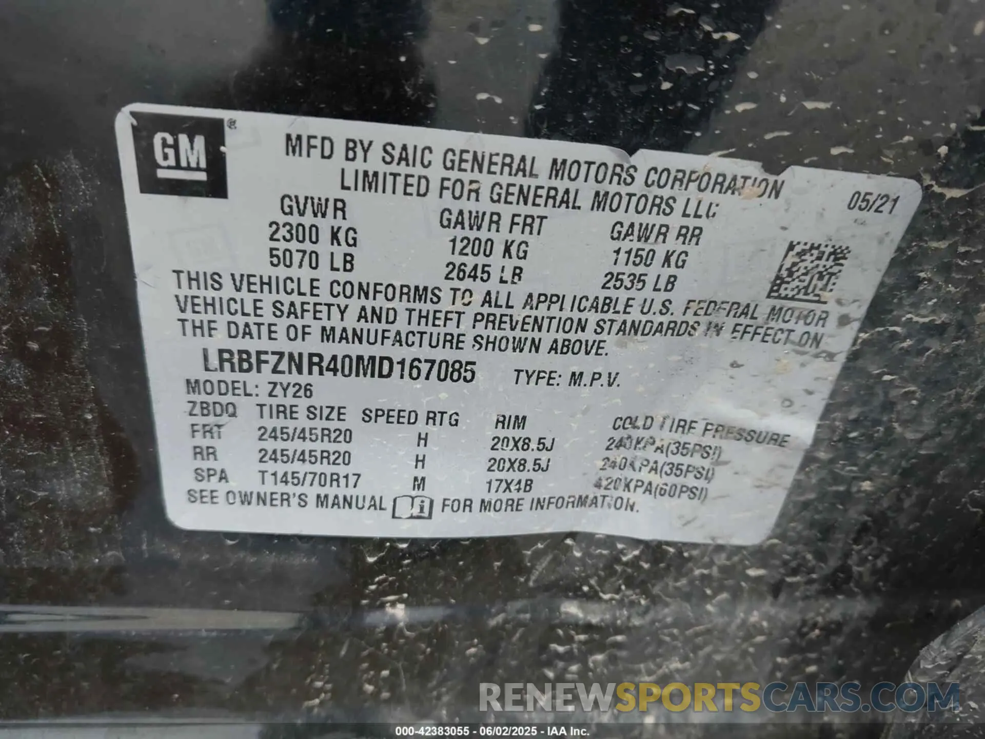 9 Photograph of a damaged car LRBFZNR40MD167085 BUICK ENVISION 2021