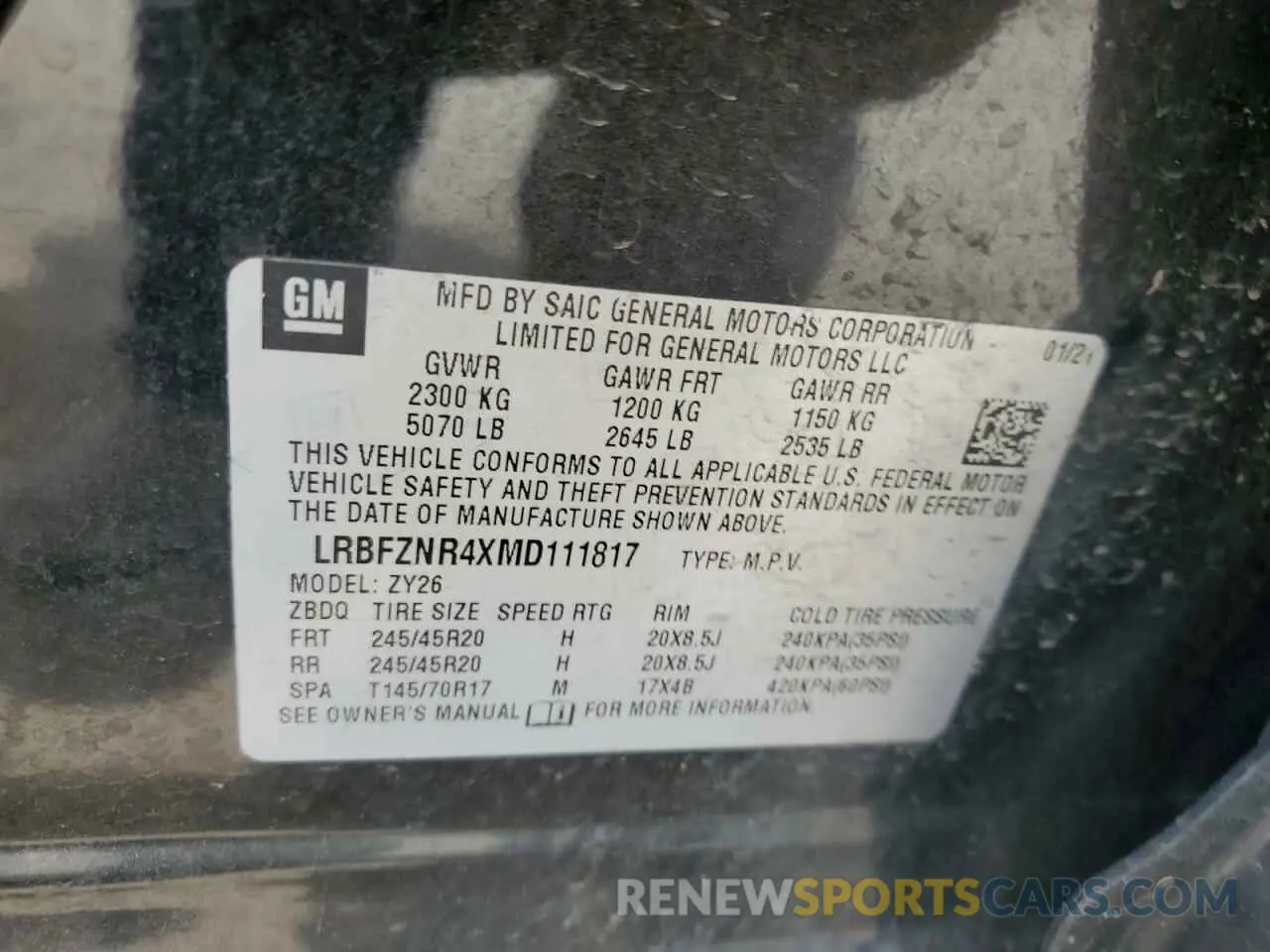13 Photograph of a damaged car LRBFZNR4XMD111817 BUICK ENVISION 2021