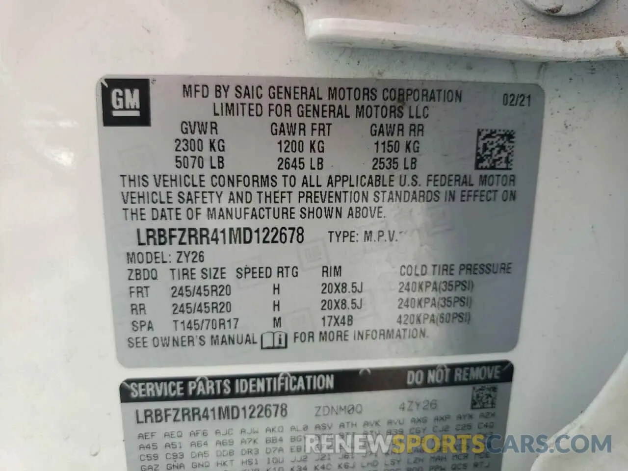 13 Photograph of a damaged car LRBFZRR41MD122678 BUICK ENVISION 2021