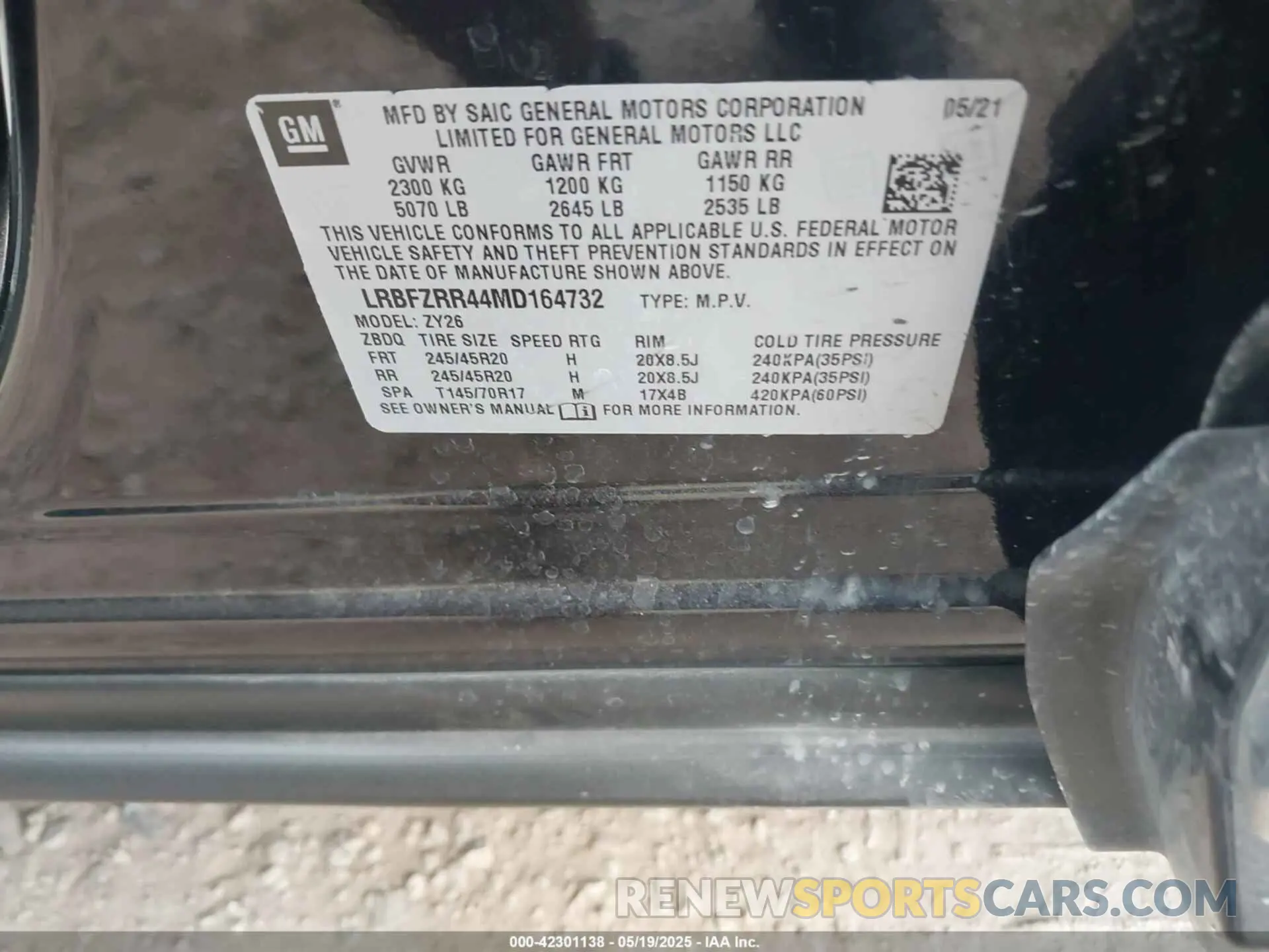 9 Photograph of a damaged car LRBFZRR44MD164732 BUICK ENVISION 2021