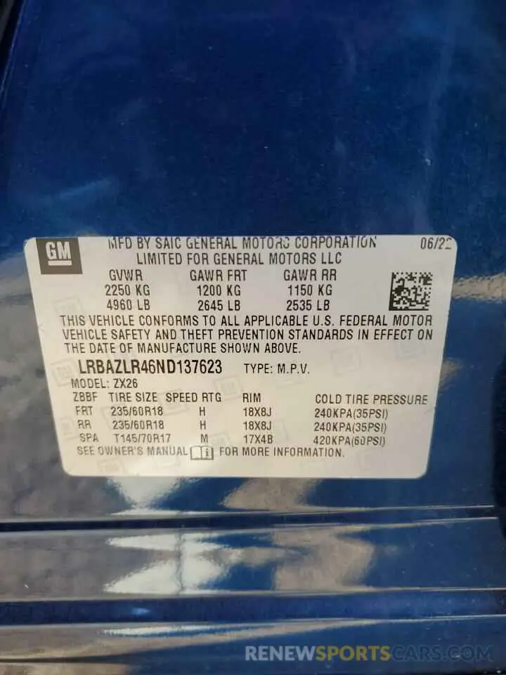 13 Photograph of a damaged car LRBAZLR46ND137623 BUICK ENVISION 2022