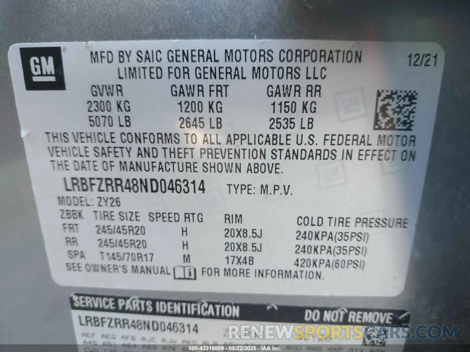 9 Photograph of a damaged car LRBFZRR48ND046314 BUICK ENVISION 2022