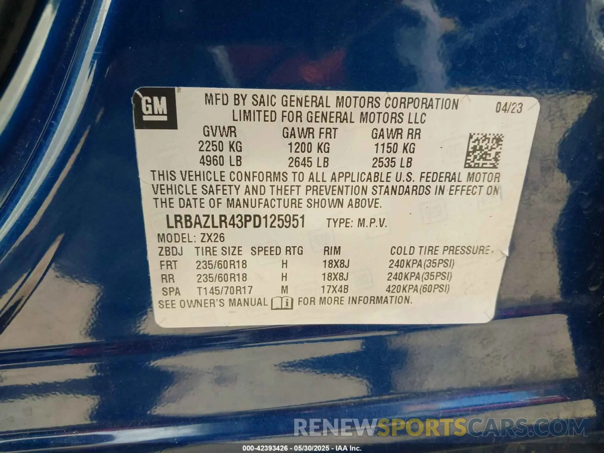 9 Photograph of a damaged car LRBAZLR43PD125951 BUICK ENVISION 2023