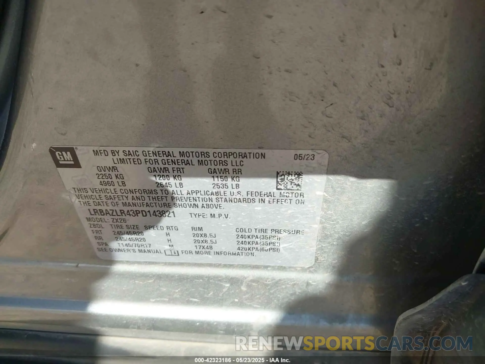 9 Photograph of a damaged car LRBAZLR43PD143821 BUICK ENVISION 2023