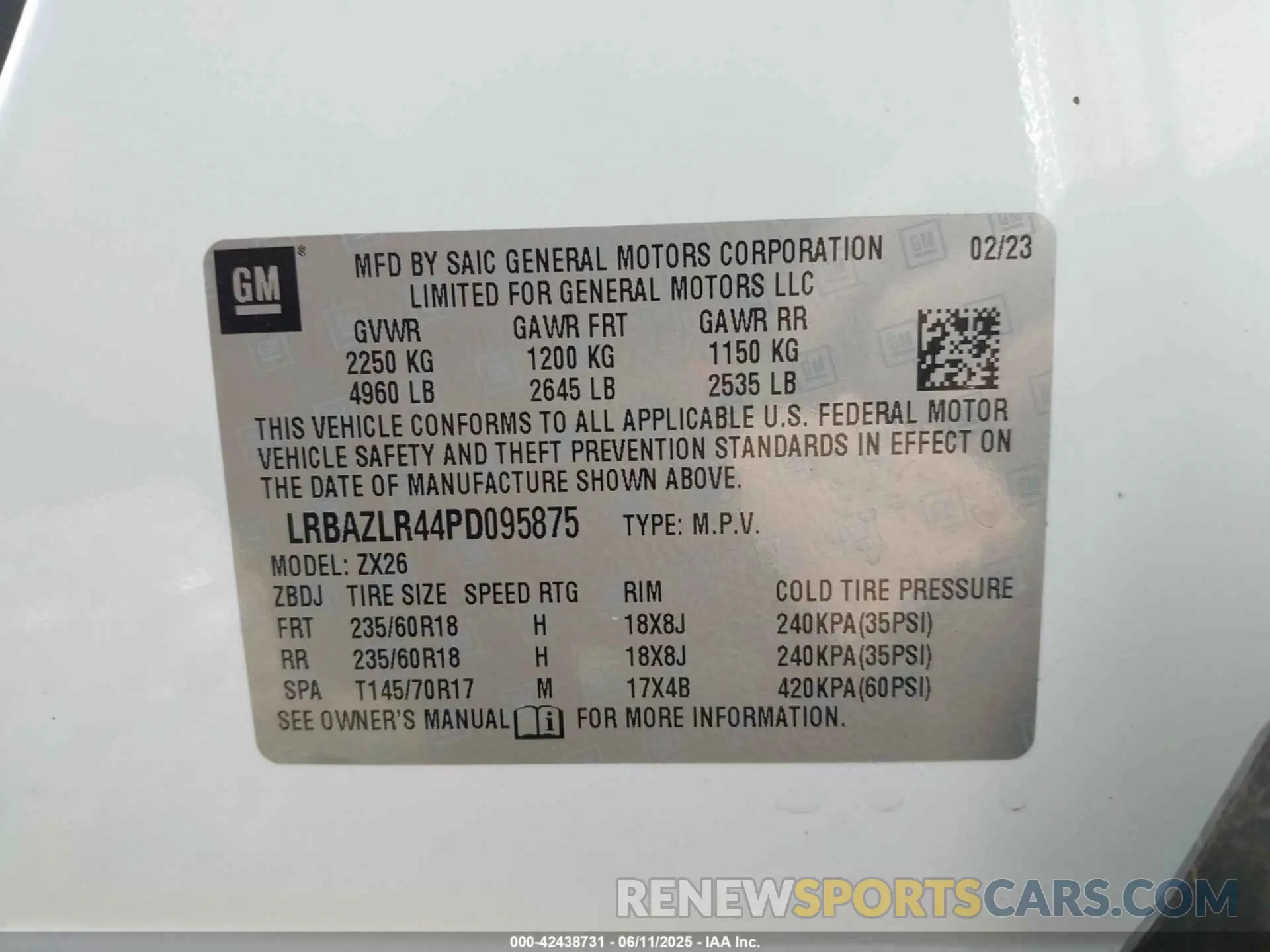 9 Photograph of a damaged car LRBAZLR44PD095875 BUICK ENVISION 2023