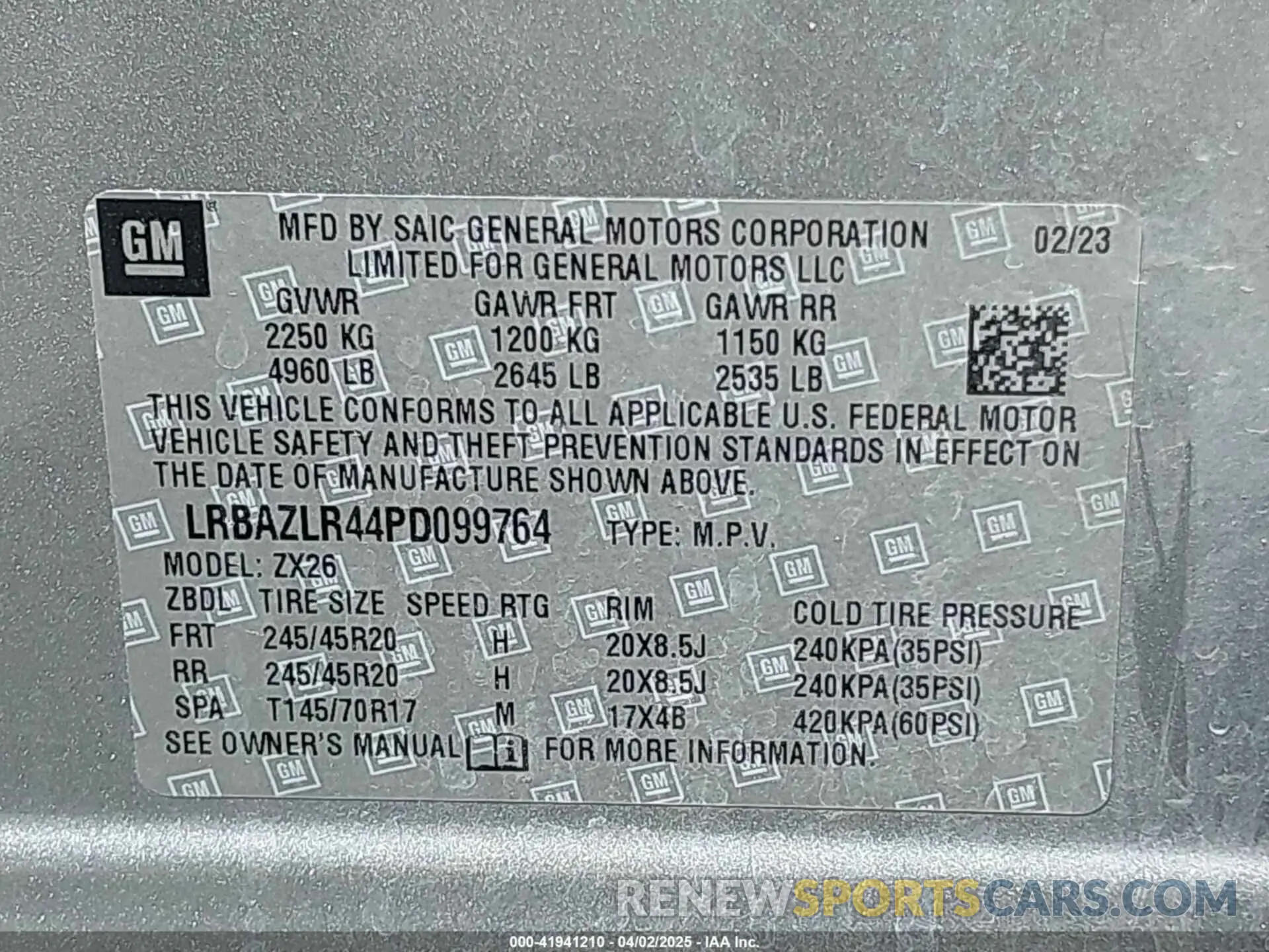 9 Photograph of a damaged car LRBAZLR44PD099764 BUICK ENVISION 2023