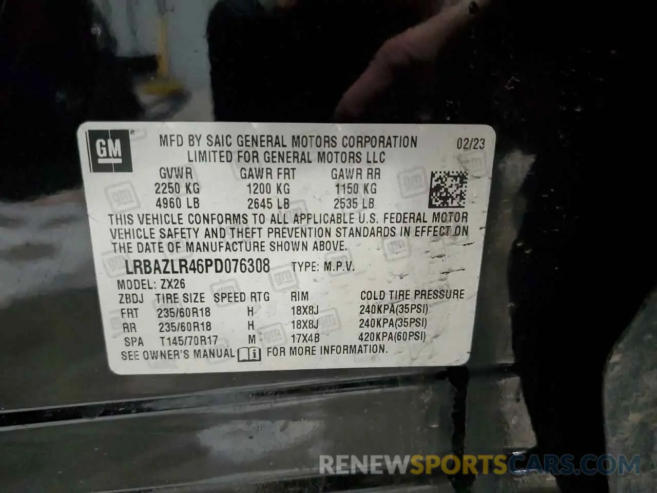 14 Photograph of a damaged car LRBAZLR46PD076308 BUICK ENVISION 2023