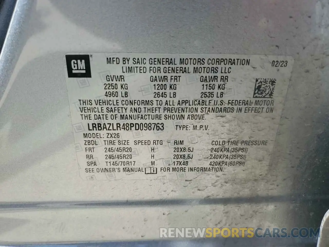 12 Photograph of a damaged car LRBAZLR48PD098763 BUICK ENVISION 2023