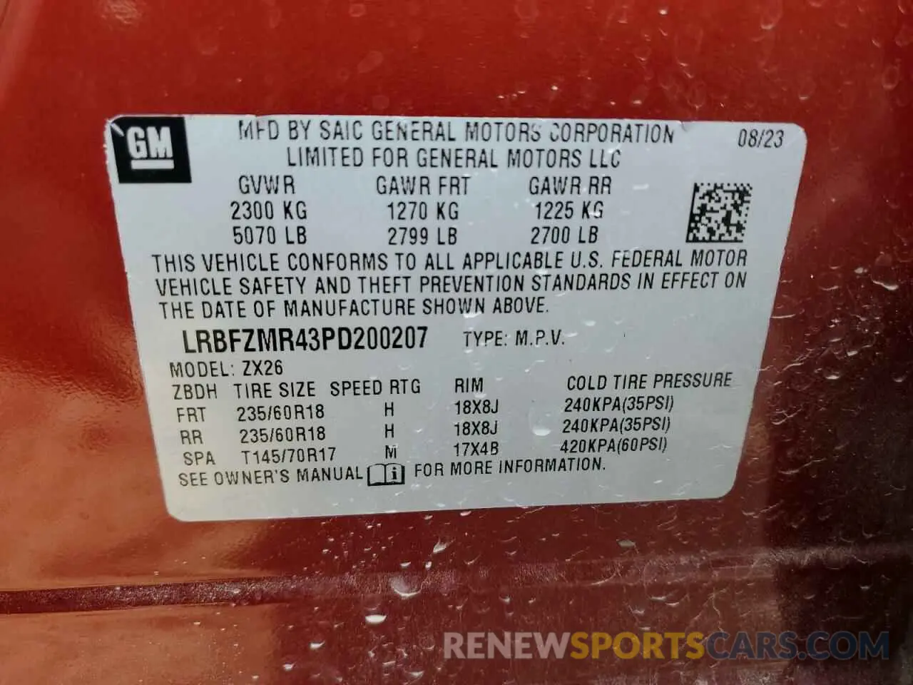 14 Photograph of a damaged car LRBFZMR43PD200207 BUICK ENVISION 2023