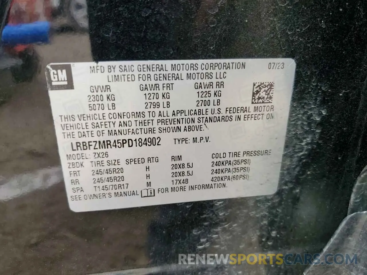 13 Photograph of a damaged car LRBFZMR45PD184902 BUICK ENVISION 2023