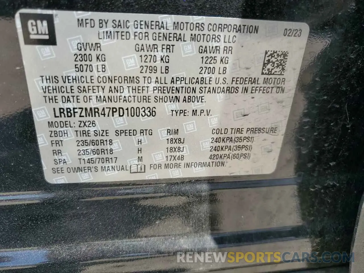 13 Photograph of a damaged car LRBFZMR47PD100336 BUICK ENVISION 2023