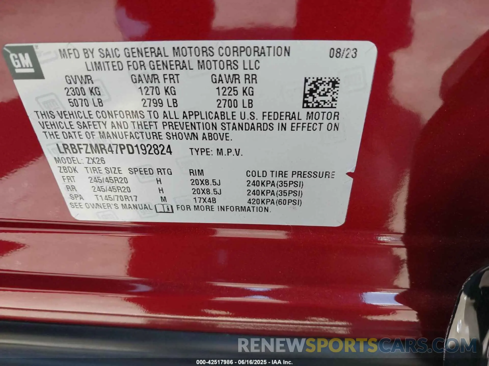 9 Photograph of a damaged car LRBFZMR47PD192824 BUICK ENVISION 2023
