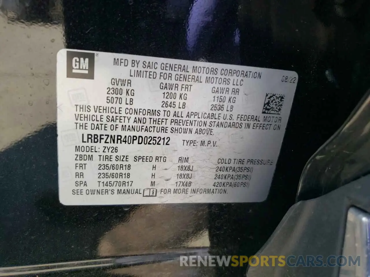 13 Photograph of a damaged car LRBFZNR40PD025212 BUICK ENVISION 2023