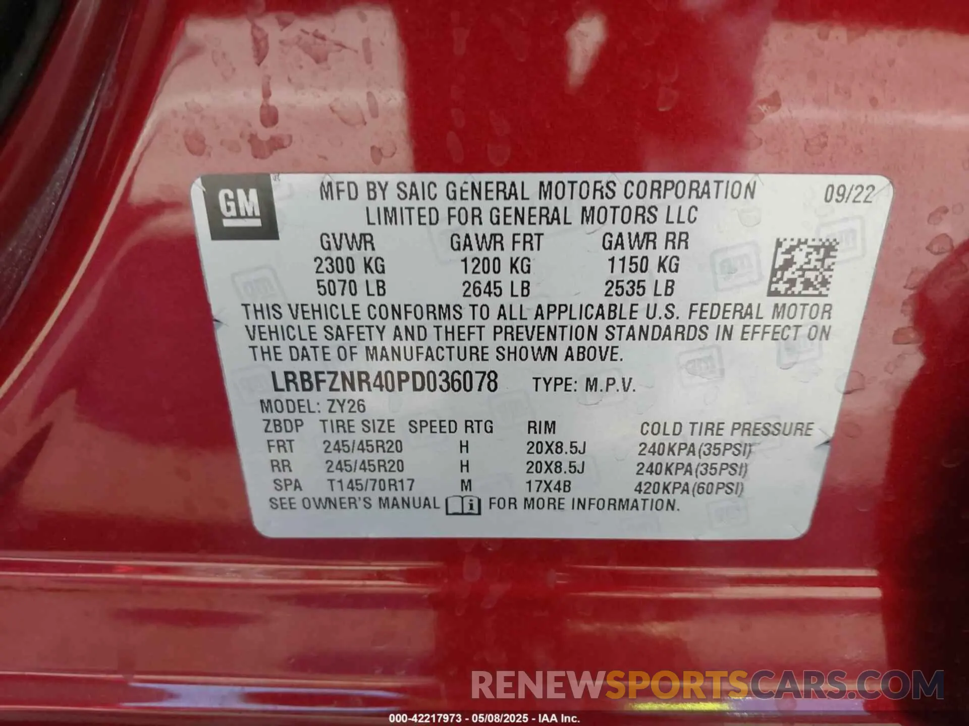 9 Photograph of a damaged car LRBFZNR40PD036078 BUICK ENVISION 2023