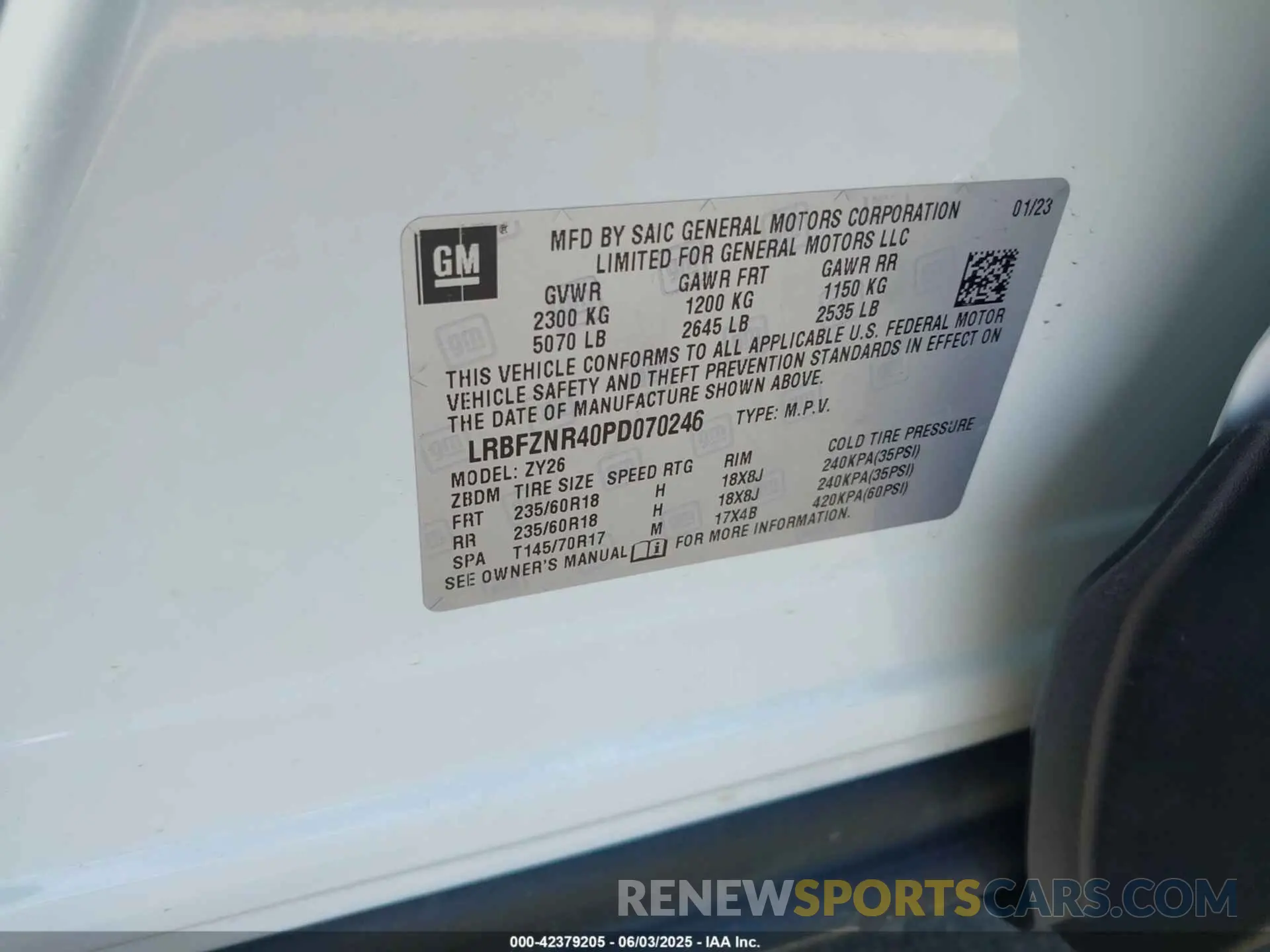 9 Photograph of a damaged car LRBFZNR40PD070246 BUICK ENVISION 2023
