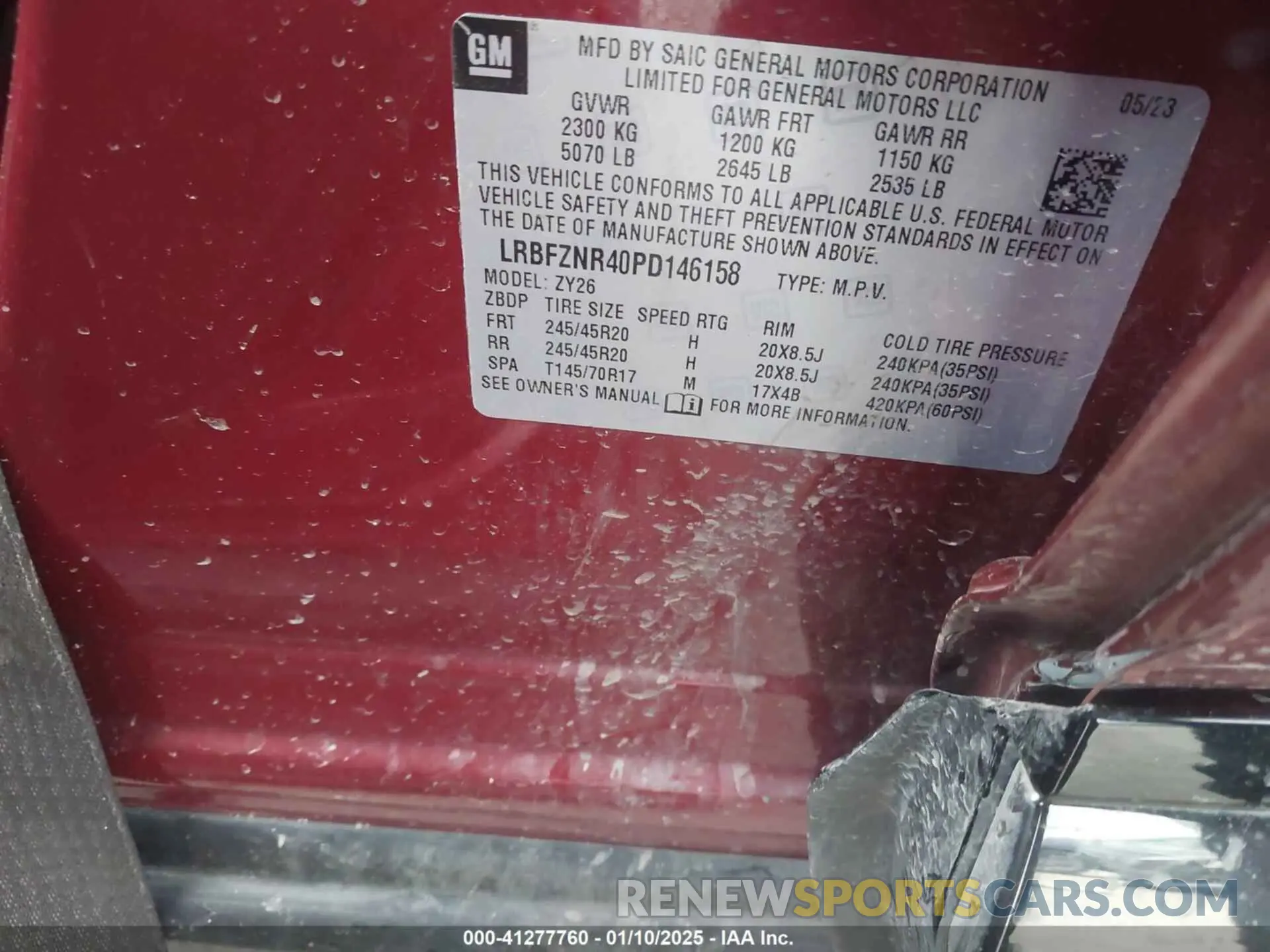 9 Photograph of a damaged car LRBFZNR40PD146158 BUICK ENVISION 2023