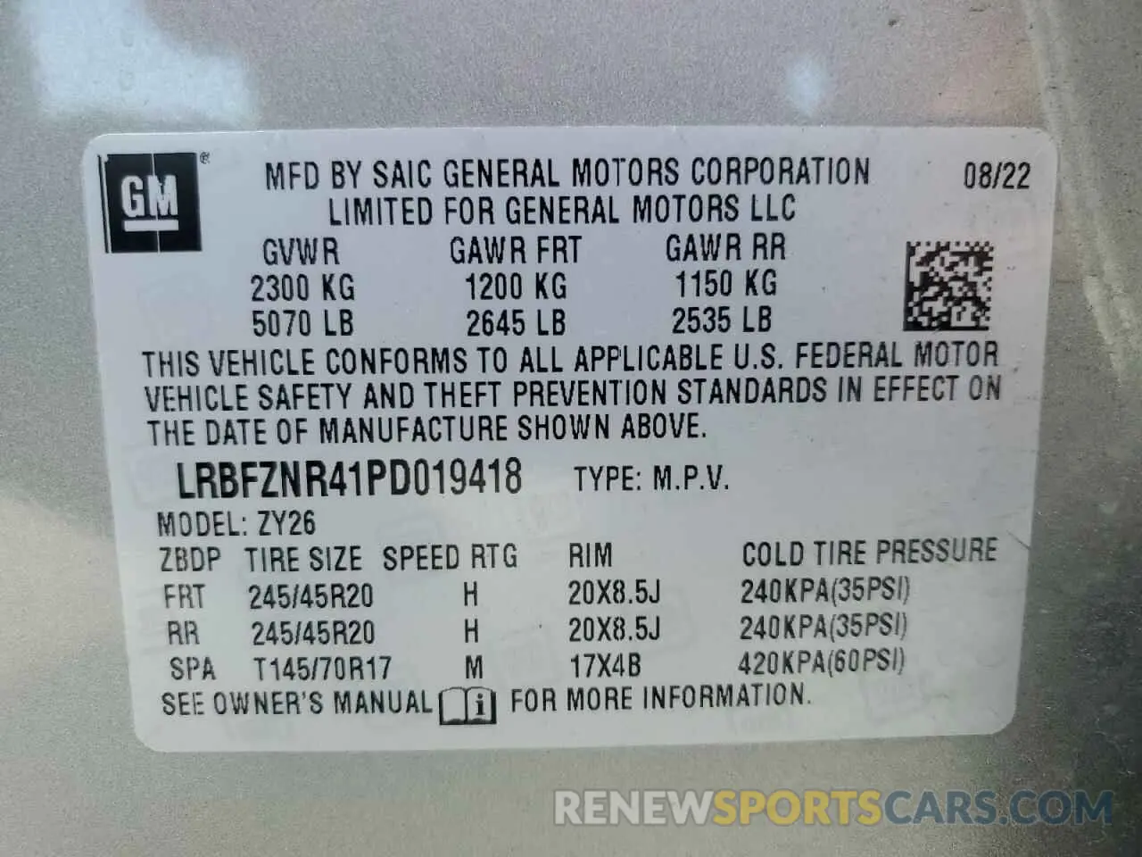 14 Photograph of a damaged car LRBFZNR41PD019418 BUICK ENVISION 2023