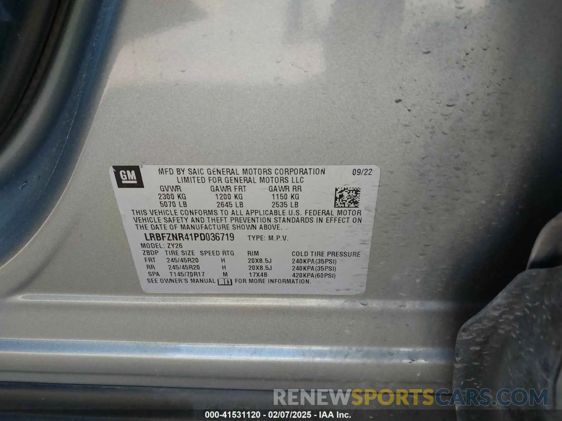 9 Photograph of a damaged car LRBFZNR41PD036719 BUICK ENVISION 2023