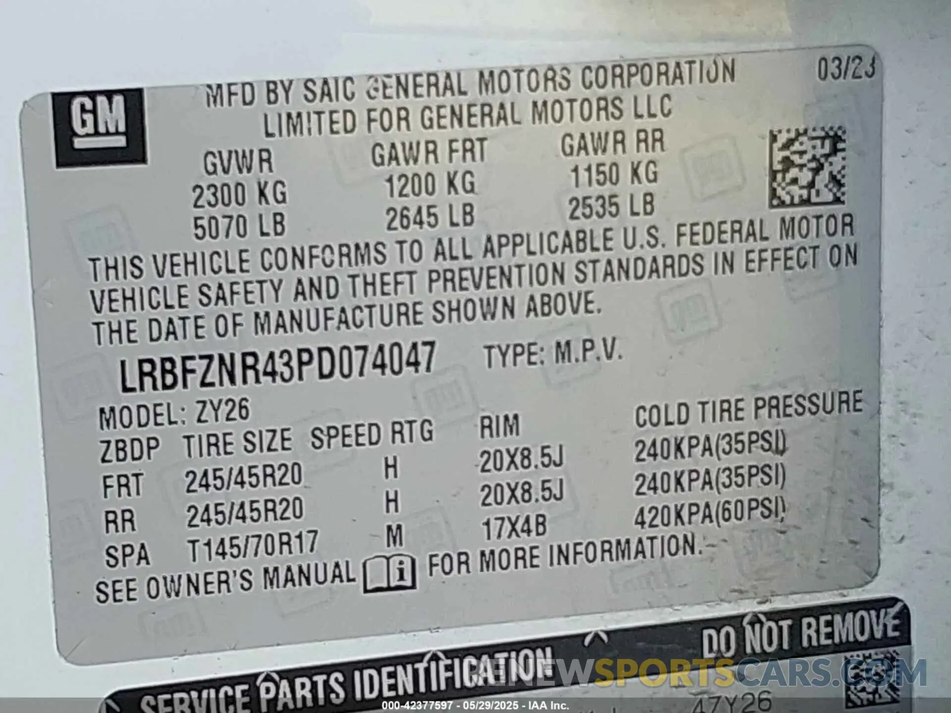 9 Photograph of a damaged car LRBFZNR43PD074047 BUICK ENVISION 2023