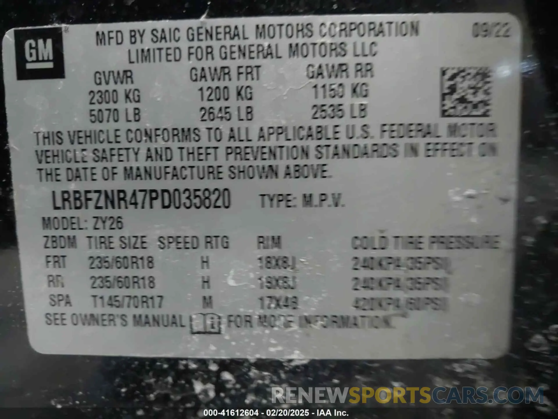 9 Photograph of a damaged car LRBFZNR47PD035820 BUICK ENVISION 2023