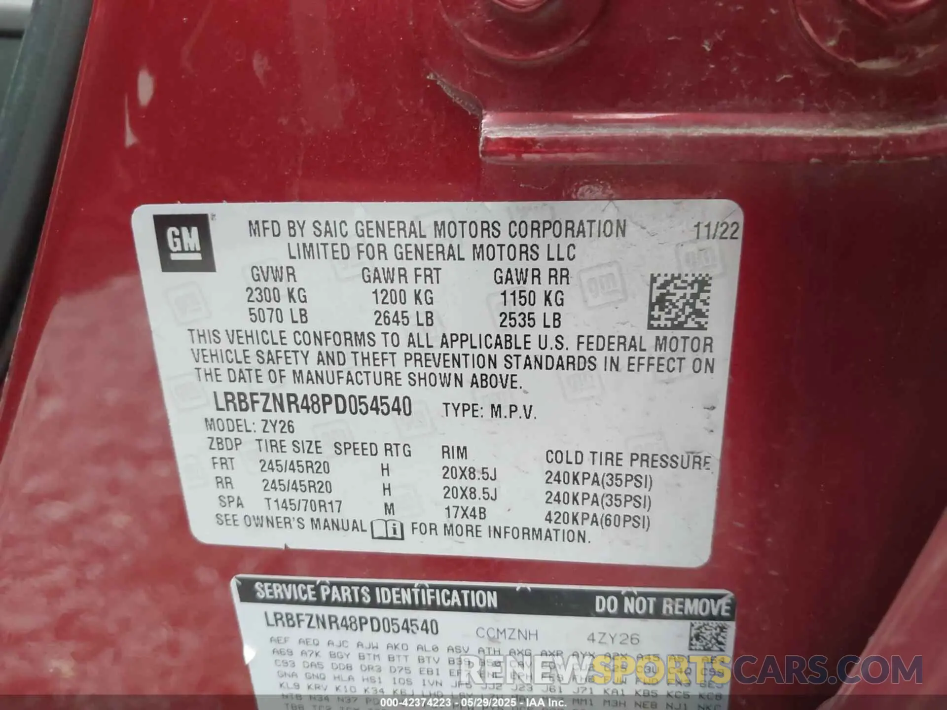 9 Photograph of a damaged car LRBFZNR48PD054540 BUICK ENVISION 2023