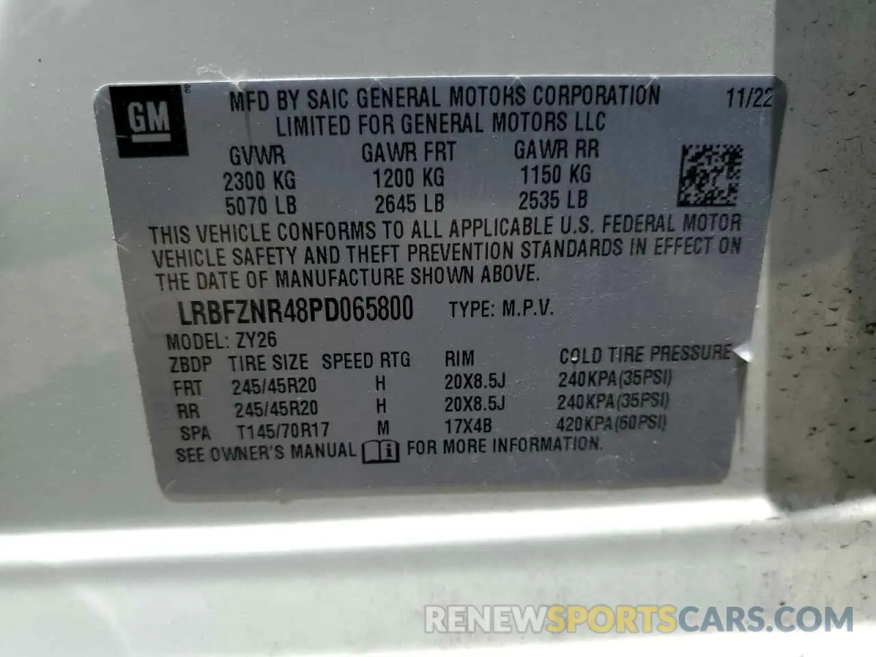 12 Photograph of a damaged car LRBFZNR48PD065800 BUICK ENVISION 2023