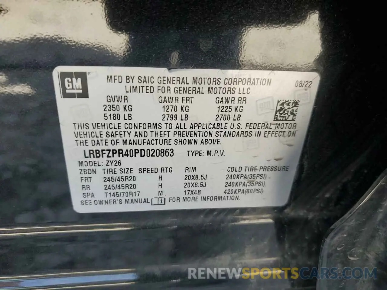 13 Photograph of a damaged car LRBFZPR40PD020863 BUICK ENVISION 2023