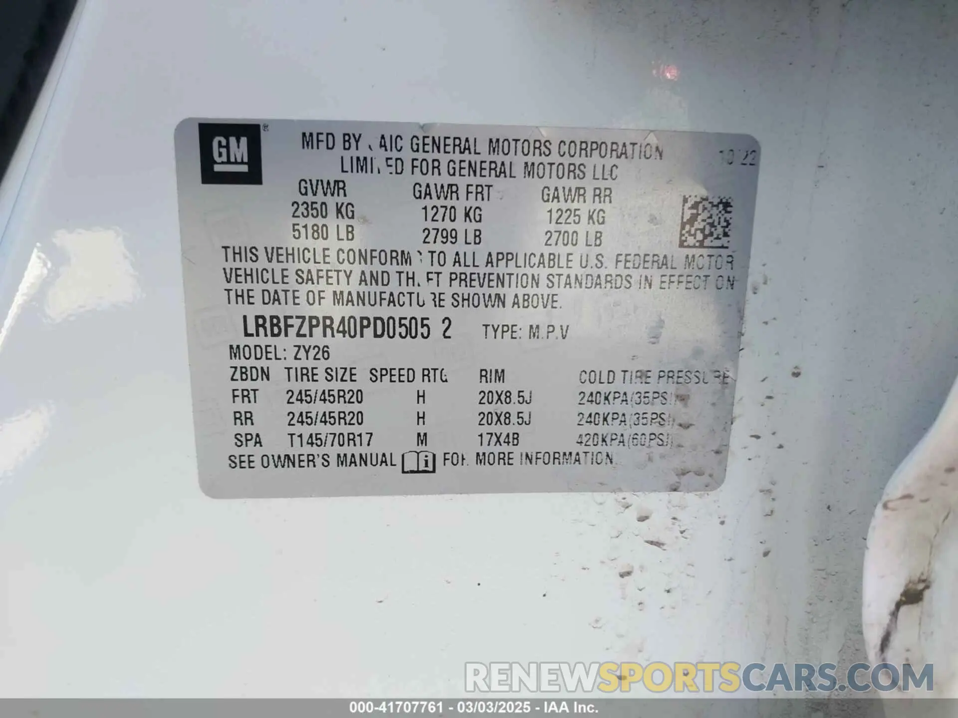9 Photograph of a damaged car LRBFZPR40PD050512 BUICK ENVISION 2023